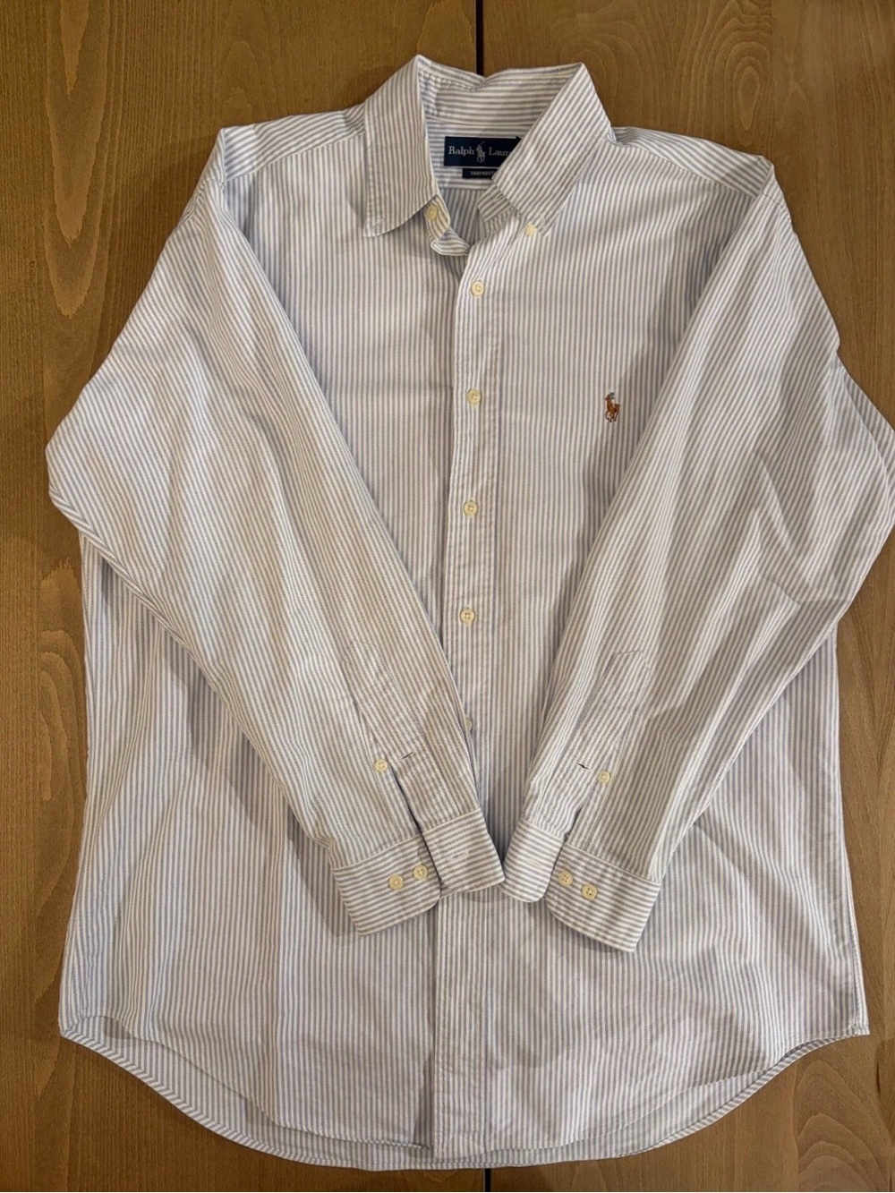 Mens Ralph Lauren Blue Yarmouth 100% Cotton Size 16 - 32/33 L Good
